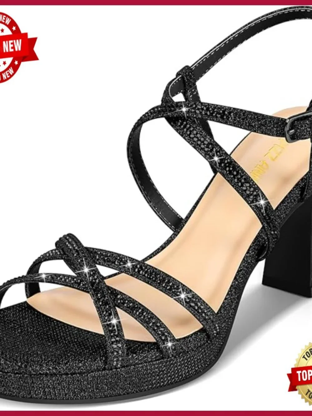 Platform Heeled Sandals with Rhinestone Straps for Weddings Parties
